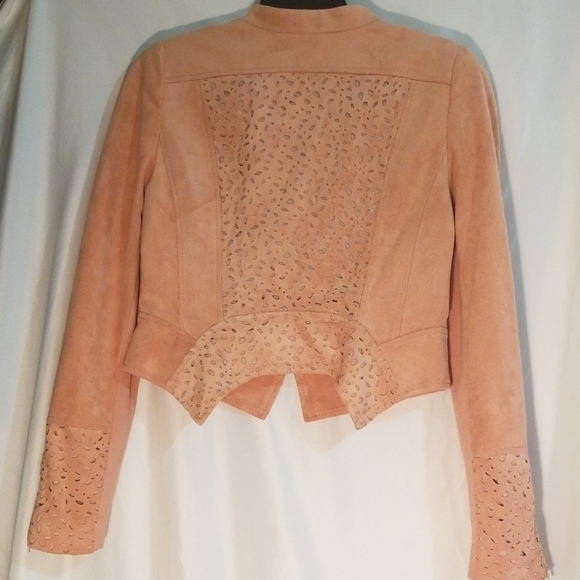 BCBGMAXAZRIA Apricot Mist Skyler Moto Jacket M - Picture 3 of 8